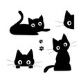 Cat silhouette collection - peeping cat set, black cat - vector eps 10