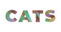 Cats Concept Retro Colorful Word Art Illustration