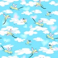 Cats-cupids flying in the sky Royalty Free Stock Photo