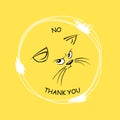 Cats displeased drawing face no thanks. Yellow angry expression muzzle sticker and expression.