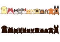 Cats and dogs border set with silhouette Royalty Free Stock Photo