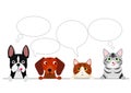 Dogs and Cats border with speech bubbles Royalty Free Stock Photo