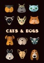 Cats and dogs icon set. Vector format. Royalty Free Stock Photo