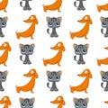 Cats dogs vector illustration cute animal funny seamless pattern background characters feline domestic trendy pet Royalty Free Stock Photo
