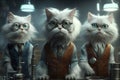 Cats dressed as crazy scientists experiment created with Generative AI technology Royalty Free Stock Photo