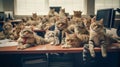 Cats Elevating Social Communication at Work. Adding Humor to Social Communication in the Office. Generative AI Royalty Free Stock Photo