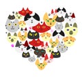 Cats face in heart-shape