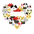 Cats face in heart-shape