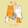 Cats family. Cute kittens.