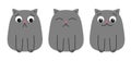 Cats fat cute minimalistic with different emotions Royalty Free Stock Photo