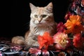 a cats fur subtly airbrushed with a floral design Royalty Free Stock Photo
