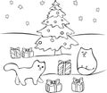 Cats with gifts. For coloring books
