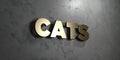 Cats - Gold sign mounted on glossy marble wall - 3D rendered royalty free stock illustration