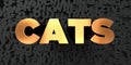 Cats - Gold text on black background - 3D rendered royalty free stock picture