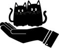 Wo cats icon black. Logo. Day of protection of animals. The problem of stray cats