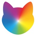 Cats Head Silhouette Rainbow Colored Background