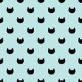 Cats heads seamless pattern. Blue and black graphic background.