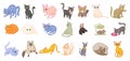 Cats icon set, cartoon style