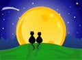 Cats looking to the moon Royalty Free Stock Photo