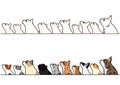 Cats looking up profile border set