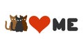 Cats love me. Heart and pets. Logo for cats owner and animal lovers