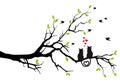 Cats in love on tree, vector Royalty Free Stock Photo