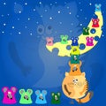 Cats and mice on the moon. Royalty Free Stock Photo