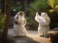 Cats monks are engaged in Tai Chi