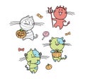 Set of Halloween monsters cats Royalty Free Stock Photo