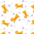 Cats. Pattern with red cats.
