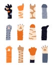 Cats paw vector set. Pet feet in hand drawn style. Paws of fluffy, pretty, friendly kittens