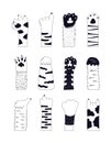 Cats paw vector set. Pet feet in hand drawn style. Paws of fluffy, pretty, friendly kittens