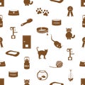 Cats pets items simple icons seamless pattern eps10