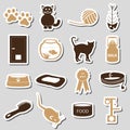 Cats pets items simple stickers set eps10