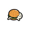 Cats play with burgers