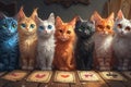 Cats playing catastrophe card game Generative AI Royalty Free Stock Photo