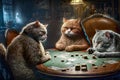 Cats are playing poker at a poker table. Royalty Free Stock Photo