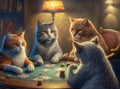 Cats are playing poker at a poker table. Royalty Free Stock Photo