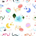 Cats playing set using for kids fun and cute wallpaper pattern s Royalty Free Stock Photo