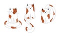 Cats with red, brown spots and black outline, isolated illustration. Set of cute spotted cats sitting, with long tails Royalty Free Stock Photo