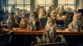 Cats Redefining Social Communication in the Workplace. Socializing, Communicating, and Cat. Generative AI