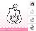 Cats romantic couple simple line love vector icon Royalty Free Stock Photo