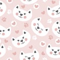 Childish seamless pattern.Cute cats face. Royalty Free Stock Photo