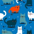 Happy cats, seamless pattern