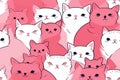 Cats seamless pattern, funny color illustration for background Royalty Free Stock Photo