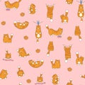 Cats seamless pattern vector. Cartoon cat background for baby, child fabric print