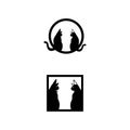 Cats sign symbol icon . Circle cat silhouette .