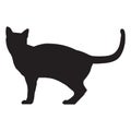 Cats silhouettes on a white background. cat standing sign. flat style