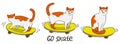 Cats on skateboards isolated on a white background. Vector graphics
