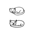 Cats sleep set. Hand drawn in doodle style. elements scandinavian monochrome minimalism simple vector elements. animals, cute,